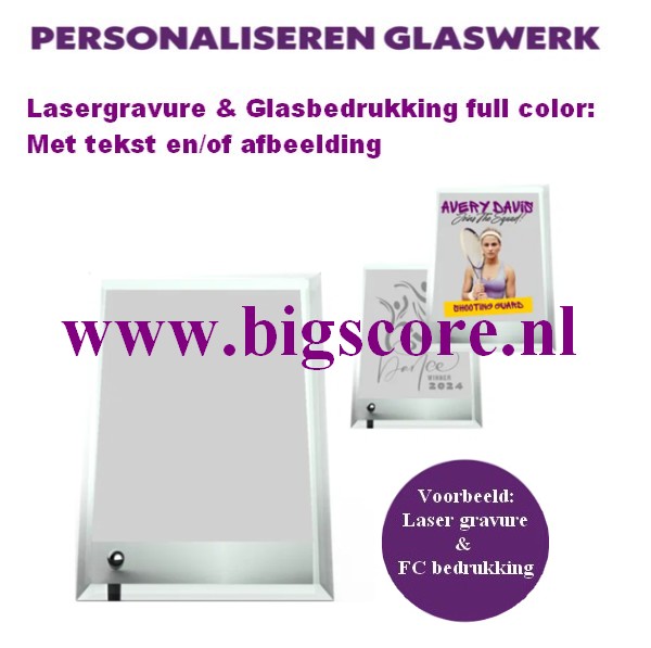 Maxima Glasstandaard inclusief FC of Lasergraveer ontwerp